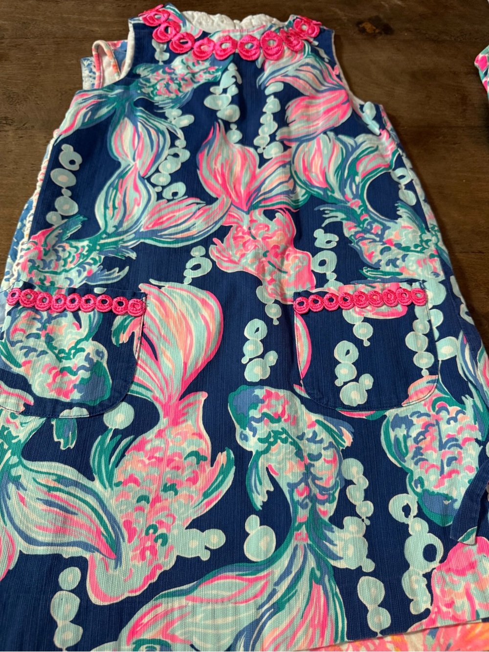 Lilly Pulitzer Colorful Fish print with bright pink embroidery Dress